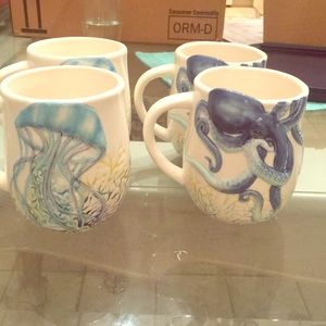 Set of 4 ocean coffee cups